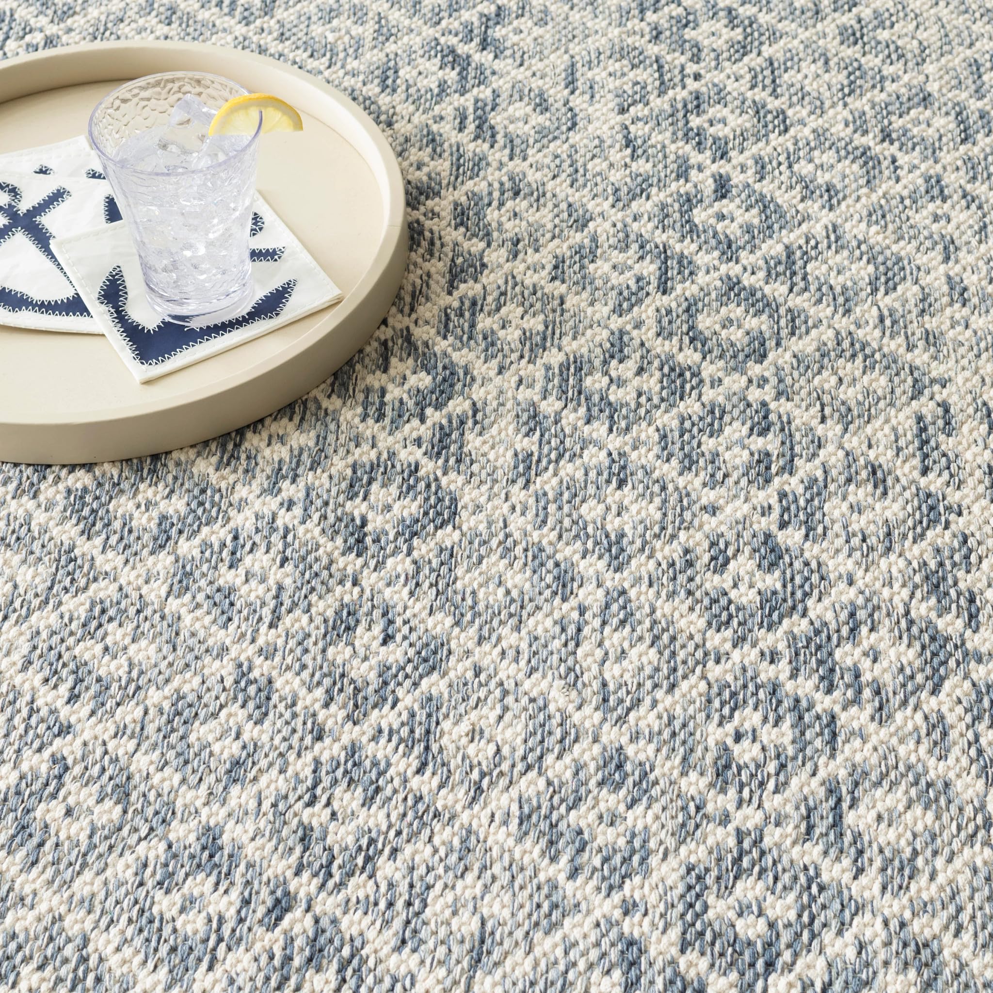 Dash & Albert Melange Diamond Blue Handwoven Cotton Rug